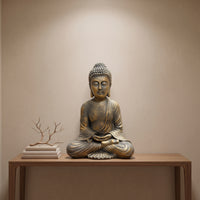 Antique Bronze Meditating Seated Buddha Statue Tabletop Meditating Buddha Statue Meditation Sculpture Peaceful for Entryway