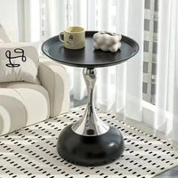 Luxury Metal Round Side Table with Creamy Style