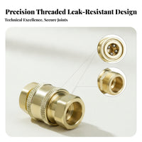 Threaded Pressure Washer Connector Knurled Grip Brass Quick-Connect Adapter Gold-Colored Spray Equipment Parts