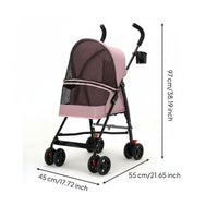 Foldable Pet Stroller Ventilated Lightweight Pet Stroller Cup Holder for Travel