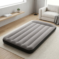 Inflatable Mattress and Air Bed for Camping Gear, Flocked Air Mattress with Built-in Pillow and Foot Pump, 25cm Thick Outdoor Mat, Picnic Mat