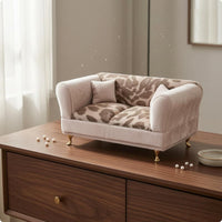 Miniature Leopard-Print Sofa Cushioned Jewelry Box Upholstered