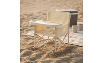 Foldable Baby Beach Chair with Backrest Folding Baby Chair Safety Strap Infant Learning Seat Sun Canopy for Babies, Infants, Outdoor, Camping, Garden, Patio