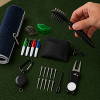 Golf Club Care Brush Cleaning Set Maintenance Supplies Black Red With Portable Towel