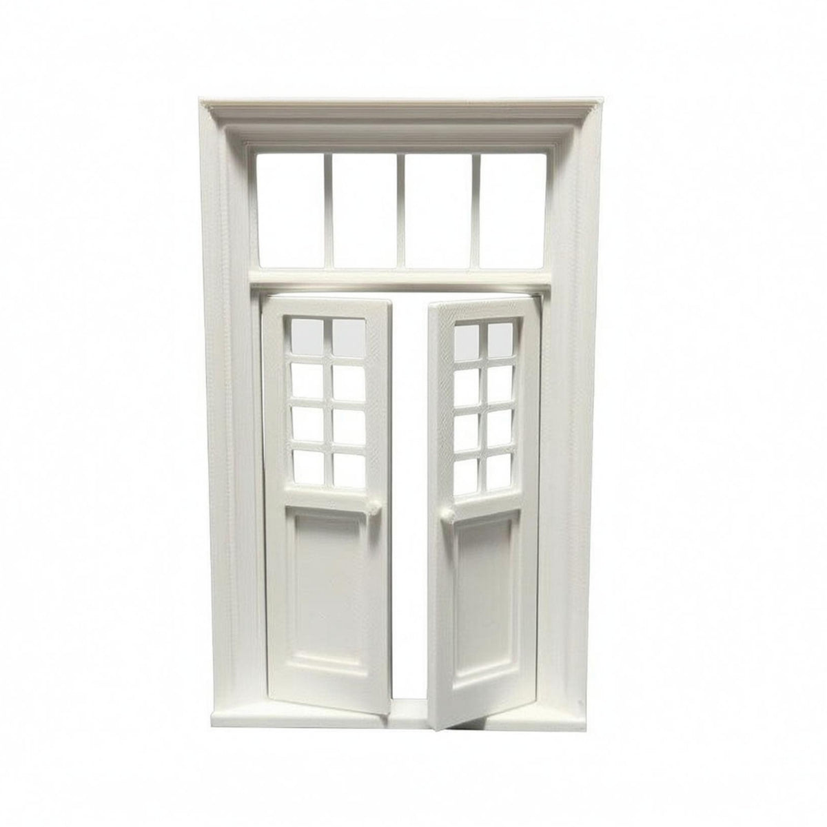 1:12 Scale Dollhouse Door Pane-Style Two Panel Toplight Door Rectangular Frame