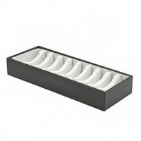 Jewelry Display Tray with Slots 10-Slot Bangle Tray Slimline Leather-Covered for Jewelers, Showcases, Home Storage