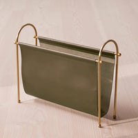 Magazine Rack with Leather Sling Space-Saving Organizer Stable for Living Room