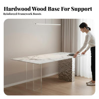 Sintered Stone Top Acrylic Leg Table Italian design Household Furniture Light Luxury Rectangular Shape for Small Apartment Dwellers, Homeowners, Interior Designers, Dining Room, Kitchen, Home