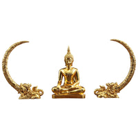 Thai Style Resin Buddha Statue Pair with Gold Foil