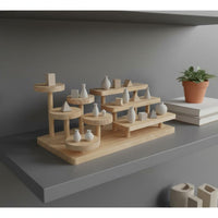 Wooden Display Riser Space-Saving Desktop Storage Rack Sturdy Build