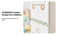 Wheeled kids' wardrobe Rounded Corners Storage Cabinet Cute creature Design Lockable Top Drawer for Children, Infants