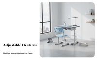 Kids Desk and Chair Set Height Adjustable Study Desk Rounded Corners children's Writing Table for Children, Girls, Classroom, Home, Bedroom