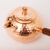 Qingkui Copper Teapot with Side Wooden Handle, Thickened Brass, for Boiling Water