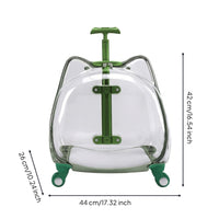 Cat Carrier with Wheels Wheeled Pet Carrier Ventilated Cat Trolley with Handle for Road Trips