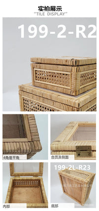 Handwoven Rattan Storage Basket with Lid, Chinese Retro Style, Home Organizer