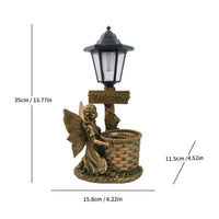 Solar Angel Statue Waterproof Resin Fairy Garden Light Welcome Sign for Patio