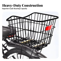 Large Capacity Cycle Rear Basket Long-Lasting Rear Bike Rack Basket Heavy Duty for Students, Grocery Shopping, Running Errands