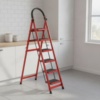 Anti-Slip Step Ladder with Tool Rack Foldable Step Ladder with Handrails Sturdy Stable for Apartment
