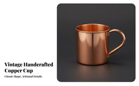 Artisan-Made Copper Mug Creative Design Retro Copper Mug with Handle Long-Lasting Brass Beer Cup for Vintage Enthusiasts, Tea Drinkers, Home Bartenders, Gifting, Party, Parties, Kitchen