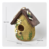 Hanging Birdhouse Ornament Raised Floral Resin Birdhouse Accents