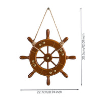 Nautical Wheel Wall Decor Vintage Design Wooden Ship Wheel Rustic Wood Finish Wooden Steering Ornament for Cafe