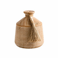 Wooden Vase Striped Vessel Boho for Tabletop, Living Room