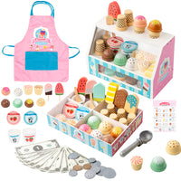 Wooden Pretend Play Ice Cream Shop Toy with Cash Register