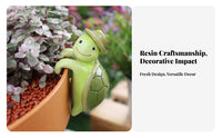 Resin Turtle Statue Weather Resistant Turtle Pot Hug Low Maintenance Resin Tortoise Ornament for Patio, Balcony, Indoor