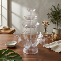 Multi-Tier Wine Fountain Fluted Base Acrylic Wine Fountain Drink Service Wide Round Basin European Plug for Parties, Banquets