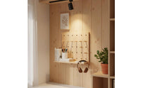 Wooden Pegboard Organizer Solid Wood Wall Mounted Pegboard Shelf Versatile Design Decorative Hole Board for Students, Entryway, Office