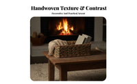 Rectangular Woven container with Handles dual-tsingle pattern Organizing Basket