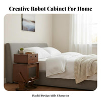 Robot-Shaped Cabinet Fun Character Side Table with Hidden Storage for residents