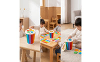 Cylindrical Color Sorting Container Hand-Eye Coordination Sorting Container with Lid Wooden Shape Sorter Educational for Toddlers, Preschoolers, Home, Classroom, Playroom