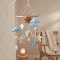 Felt Crib Mobile No Assembly Sun and Hot Air Balloon Mobile Gender-Neutral