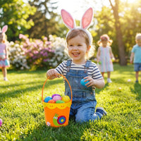 Felt Easter Basket Handbag, Easter Candy Bag, Cloth Easter Basket Adorable Design Easter Egg Search Bucket Festive Cartoon Animal Gift Bag for Young Children, Arts and Crafts Activity