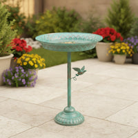 Pedestal Bird Bath Shallow-Basin Bird Bath with Pedestal Space-Saving for Yard
