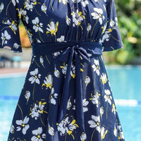 Women's Swimsuits with Control for a Flattering Silhouette, Modest Short Sleeve Swimming Costume for Water Park