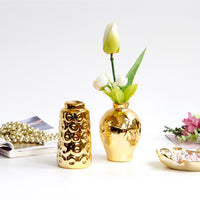 Gold European Embossed Ceramic Small Vase for Tabletop