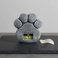 Pet Headstone Picture Frame Engraved Message Paw Print Memorial Stone