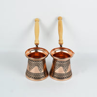 Turkish Aluminum Coffee Pot with Long Handle and Milk Frother