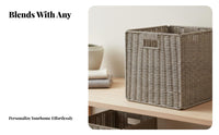 Woven Cube Basket With Handle foldable Woven Cube Built-in Handles for Adults