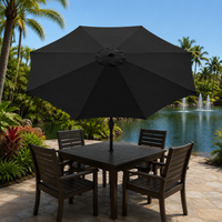 Replacement Umbrella Canopy 2.7m, Black 210T Polyester Cover, Sun Protection for Patio, Garden and Terrace
