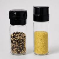 Manual Spice Grinders, Refillable Pepper Mill with Ceramic Grinding Rotor, Transparent Glass Body for Spices