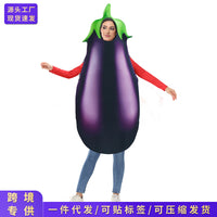 网红爆款万圣节派对蔬菜cos演出服搞怪茄子服跨境成人复合海绵服