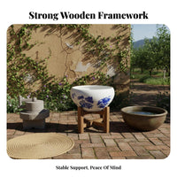 Wheeled Plant stand hardwood Wood Construction Pot Pedestal Multi-Purpose With Rolling Casters for Balcony