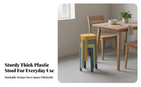 Thickened Stackable Round Stool Space-Saving Plastic Stool Long-Lasting High Plastic Chair Easy to Clean for Families, Homeowners, Living Room, Kitchen, Bedroom, Balcony