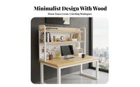 Ample Storage Desk with Hutch Spacious Desktop Desk with Hutch and Pegboard Stable Leg Design Study Table Sturdy Construction for Students, Teenagers, Professionals, Bedroom, Dorm Room, Small Areas
