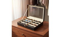 8 Compartment Sunglasses Box PU Leather Exterior 8-Compartment Sunglasses Storage Case Glasses Display Case Transparent Top