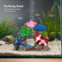 Aquarium Resin Coral Reef Ornament with Aeration Function, Mermaid Mountain Rock Decor