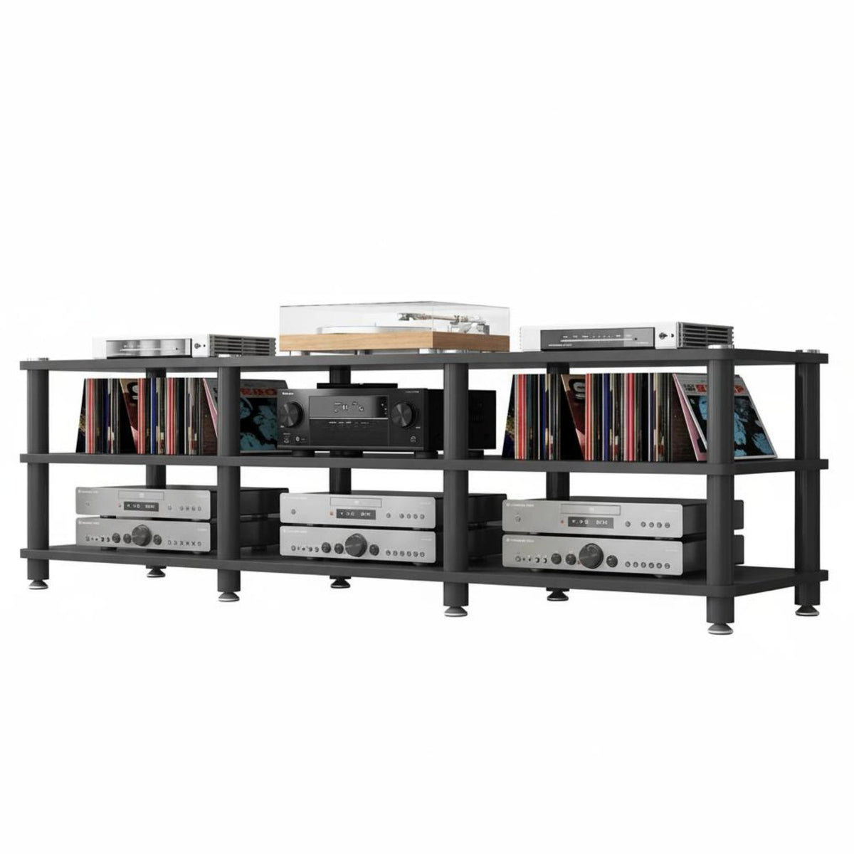 Multi-Tier Equipment Stand Large Capacity Open Shelf High-Fidelity Cabinet Stable Frame 4-Shelf Audio Rack for Home Theater Enthusiasts